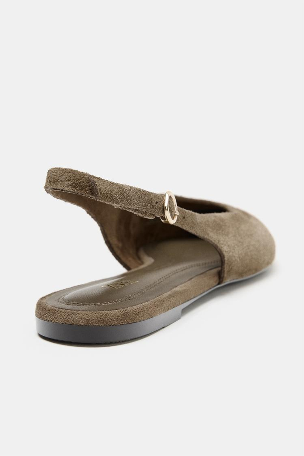 ZARA ЗАМШЕВЫЕ ТУФЛИ С ОСТРЫМ НОСОМ, ПЕСОЧНО-КОРИЧНЕВЫЙ