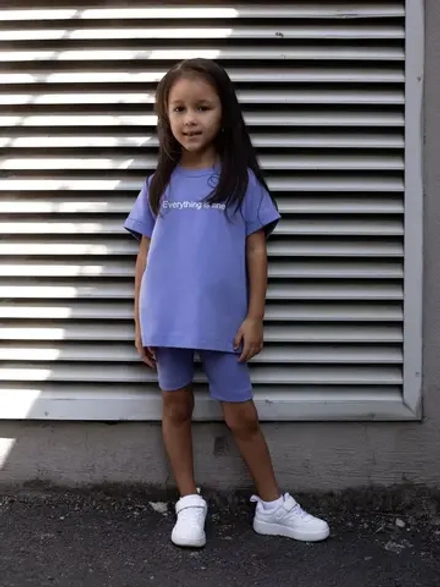 Костюм для девочки, футболка и велосипедки