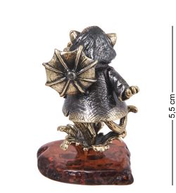 Народные промыслы AM-4048 Фигурка «Кошка Детство» (латунь, янтарь)