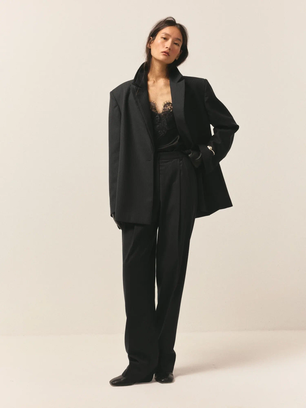 Пиджак из шерсти в тонкую полоску