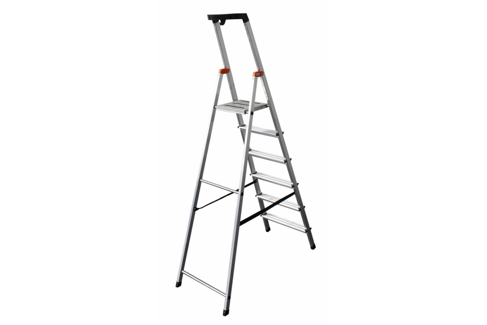 SAFETY Стремянка с большой полкой,6 ступеней,раб.высота 3.27м(126344)