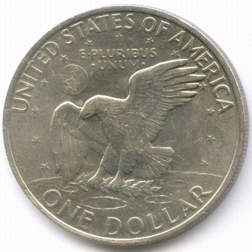 1 доллар 1972 год (без знака - Philadelphia). США. Эйзенхауэр. Медь с медно-никелевым покрытием, диаметр 38.1 мм. XF
