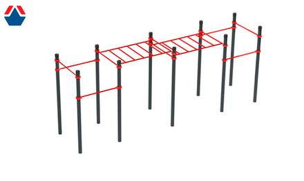 Комплекс с рукоходом классическим двухуровневым и 6 турников (PAW-04) D=108мм