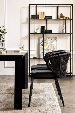 "Венето" обеденная группа на 4 персоны со стульями "Милан", каркас темно-серый, роуп темно-серый