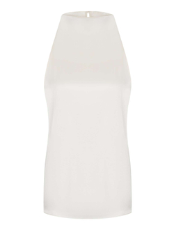 Топ с воротником стойкой из натурального шелка