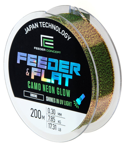 Леска монофильная Feeder Concept FEEDER&FLAT Camo Neon Glow 200м, 0.30мм