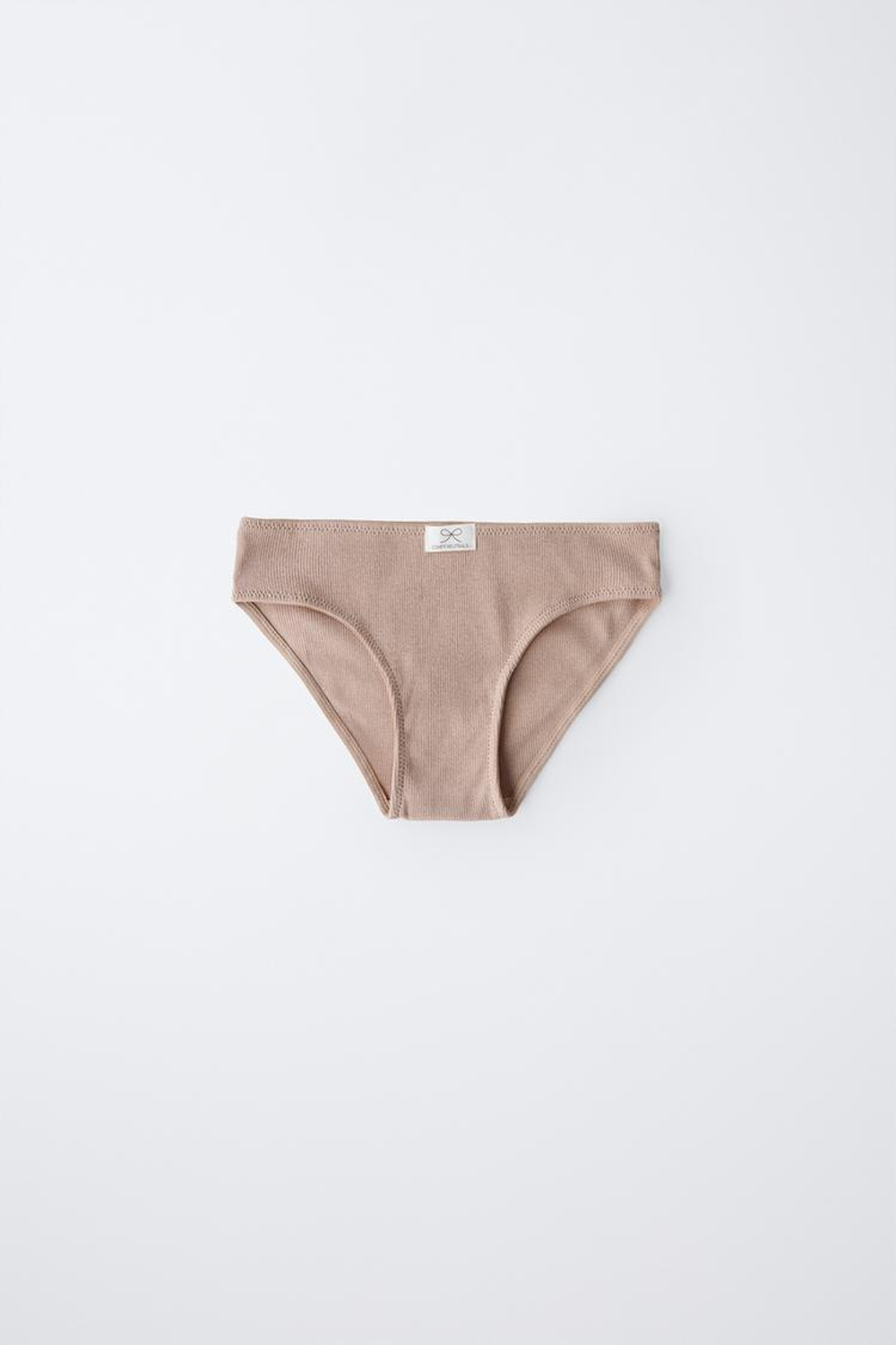 ZARA НАБОР ИЗ ТРЕХ ТРУСОВ В РУБЧИК С НАШИВКОЙ, ТЕЛЕСНО-РОЗОВЫЙ