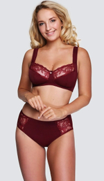 Трусы-слипы из мягкого микроволокна со вставками из вышитого тюля (Размер: 42) (Цвет: бордовый)