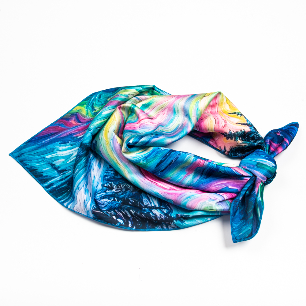 Шейный платок «Северное сияние Ван Гога», 70×70 см