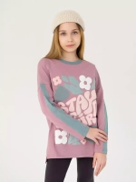 Лонгслив для девочки оверсайз с принтом