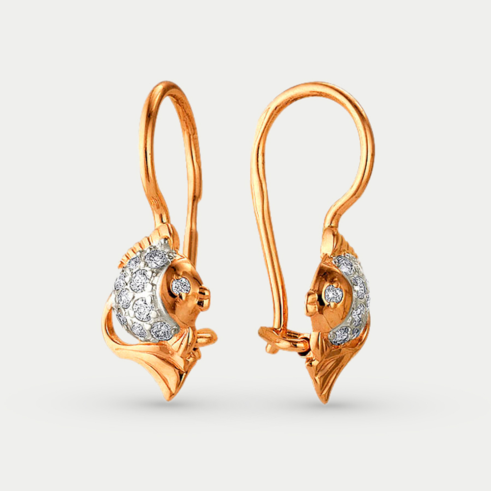 Серьги детские с фианитами из розового золота 585 пробы (арт. 20011500)