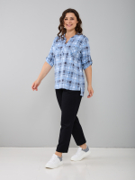 Блузка БЛ-131/сероголубая-клетка