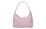 PRADA Re Edition Recycled Nylon Fabric With Saffiano Leather Trim Shoulder Bag, Handbag Mini Women"s Snow Pink