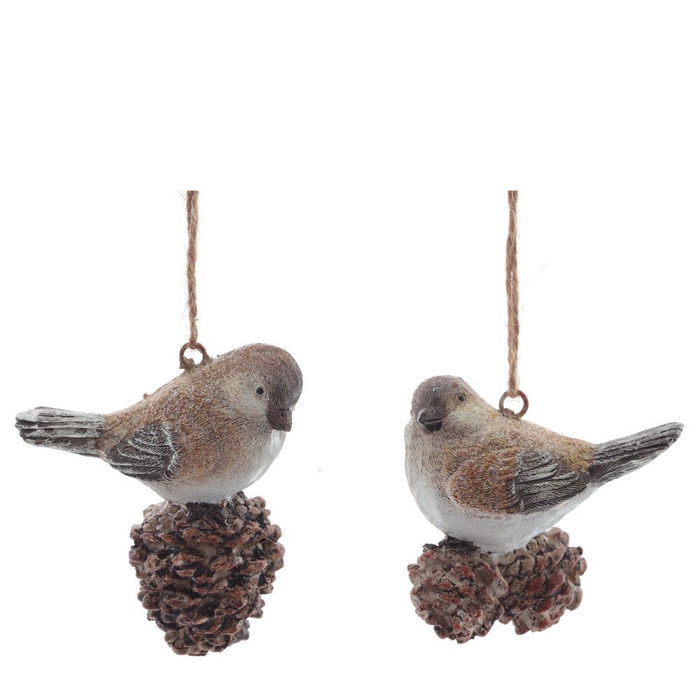 GAEM Украшение новогоднее "Птичка на шишке", L8 W6 H7,5 см, 2в.