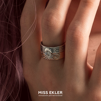 Парные кольца "Солнце и Луна" с прозрачным фианитом