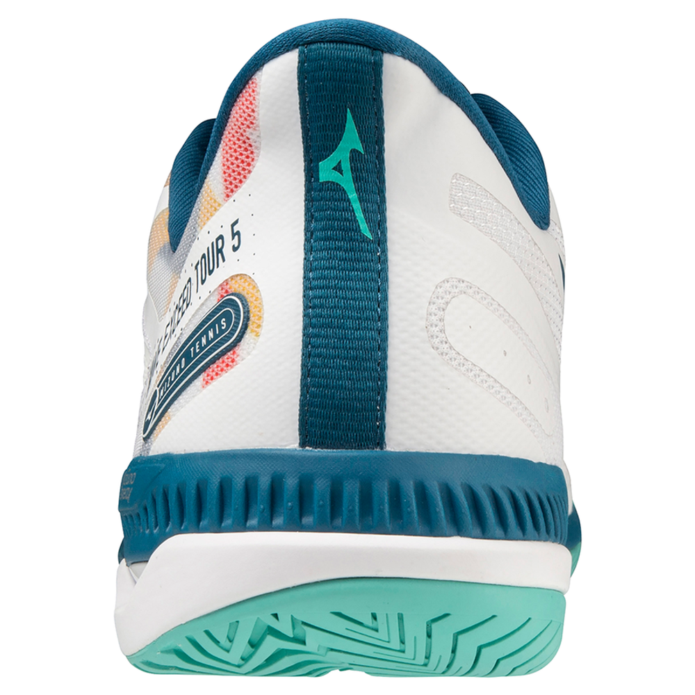 Мужские кроссовки теннисные Mizuno Wave Exceed Tour 5 AC - white/moroccan blue/turquoise