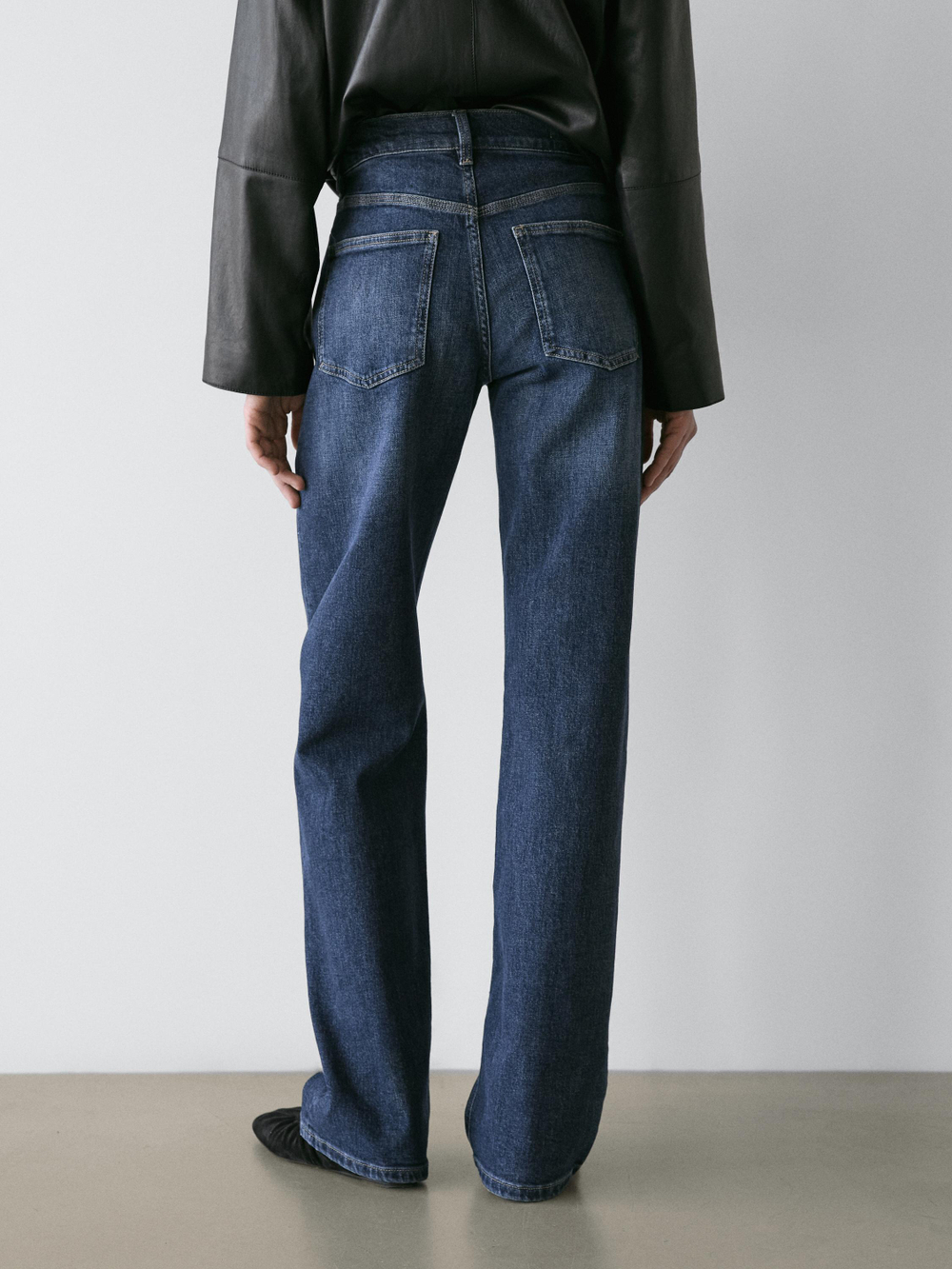 Massimo Dutti Джинсы прямого кроя с высокой талией, средне-синий