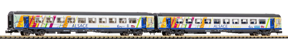 N Набор из 2-х пассажирских вагонов Corail ALSACE 1-го/2-го класса SNCF, эпоха VI