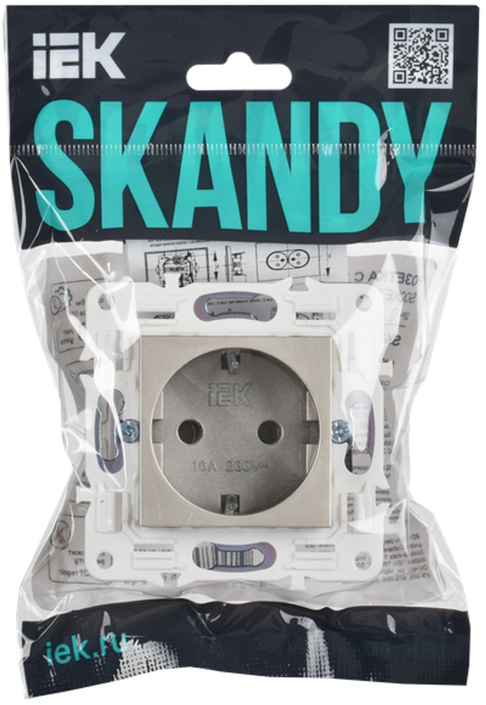 SKANDY Розетка с заземлением без защитных шторок 16А SK-R05Sh шампань IEK