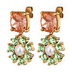 Серьги Dyrberg Kern POPPY SG LIGHT GREEN / PEACH / WHITE PEARL 460079