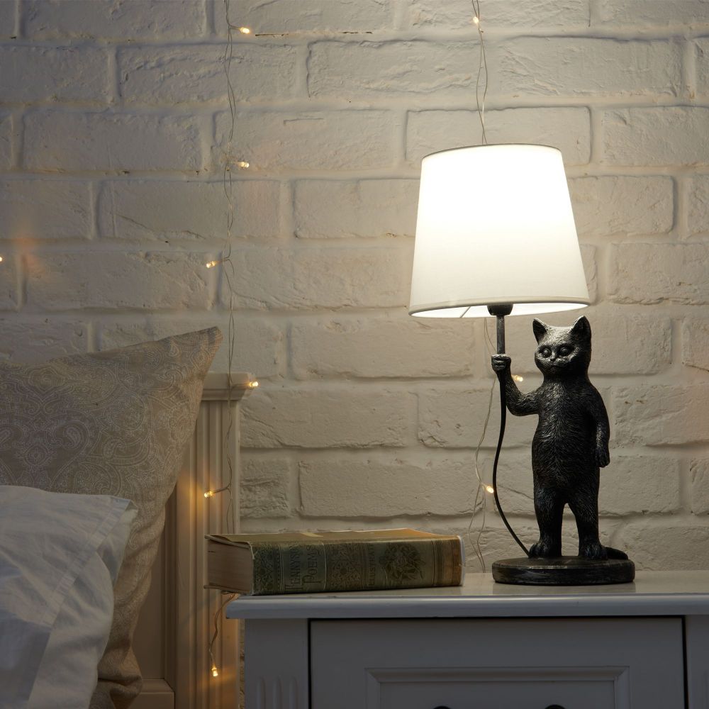 UML-B465 E14 SILVER Светильник настольный декоративный Кот. под лампу Е14. 40W. Механический выключатель. Серебристый. ТМ Uniel
