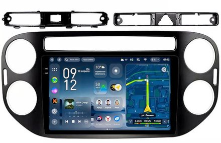 Магнитола для Volkswagen Tiguan 1 2007-2016, Golf Plus (рамка чёрная, любая кнопка) - Teyes CC4-PRO монитор 9.5" 2K QLED на Android 13, Snapdragon 778G, AI, CarPlay, DSP, 4G SIM-слот
