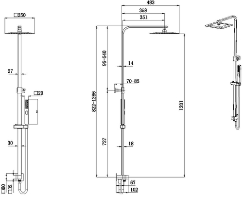 Душевая стойка Allen Brau Infinity 5.21031-31 3 режима, матовый черный