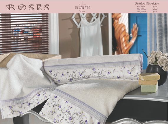 Набор полотенец  ROSES - РОСЭС 3пр 30х50 50х100 и 70х140 Maison Dor (Турция)