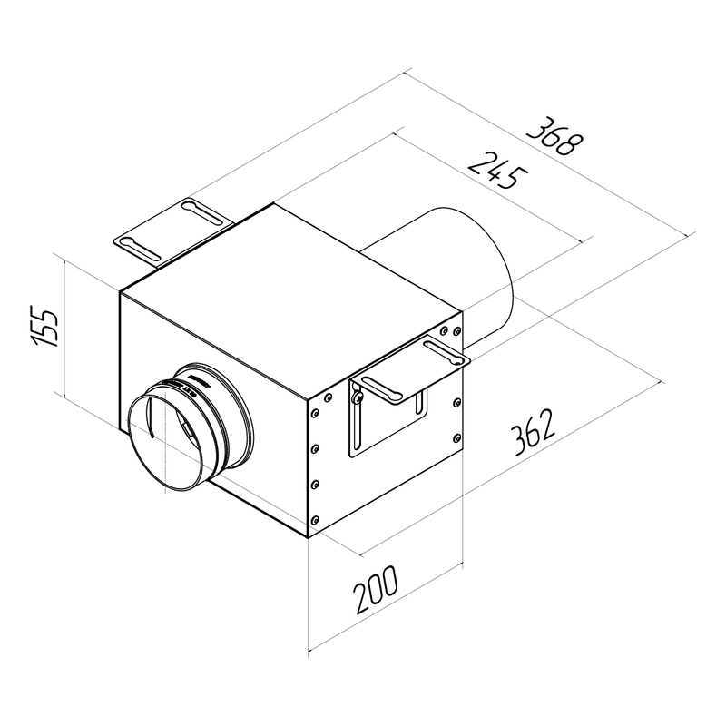 Присоединительная коробка VPD 125/90×1 на 1 выход, прямая круглая