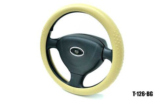 Оплетка на руль круглая Coolpart MAXIMAL (37*38) нат.кожа бежевый T-126-BG