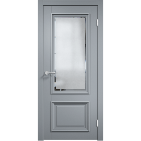 Фото межкомнатной двери эмаль Дверцов Болонья цвет серый RAL 7047 остеклённая