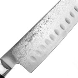 Нож кухонный Сантоку 16,5 см, с углублениями на лезвии, «Santoku», дамасская сталь, серия Gou, YA37001G, YAXELL, Японияфотография - 4