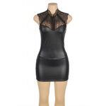 Кожаное платье с кружевом Ohyeah +стринги, XL-2XL