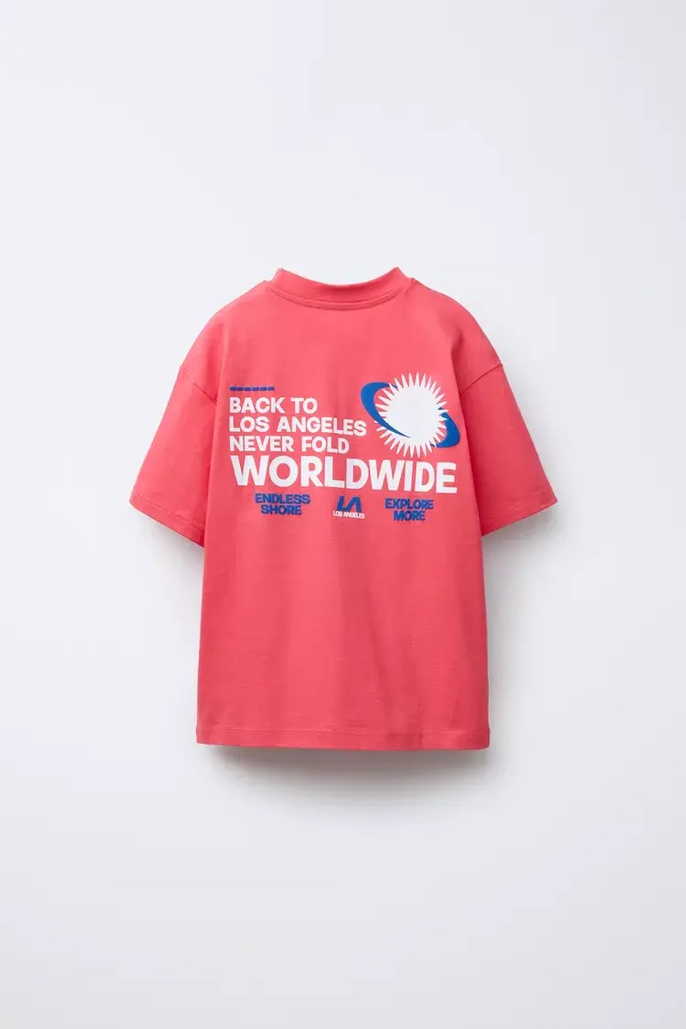 ZARA ФУТБОЛКА С РЕЛЬЕФНЫМ ПРИНТОМ, ЦВЕТ ФУКСИИ