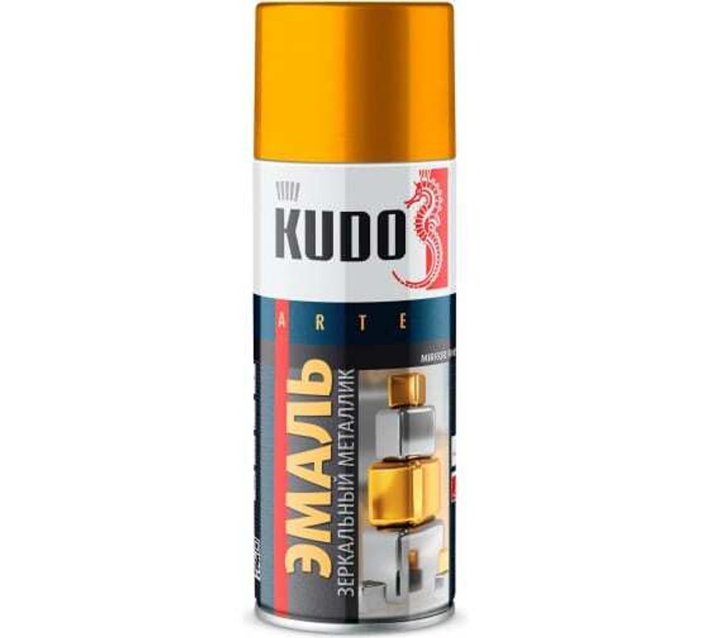 ЭМАЛЬ АЭРОЗОЛЬНАЯ KUDO ЗЕРКАЛЬНОЕ ЗОЛОТО 520МЛ KU-1034