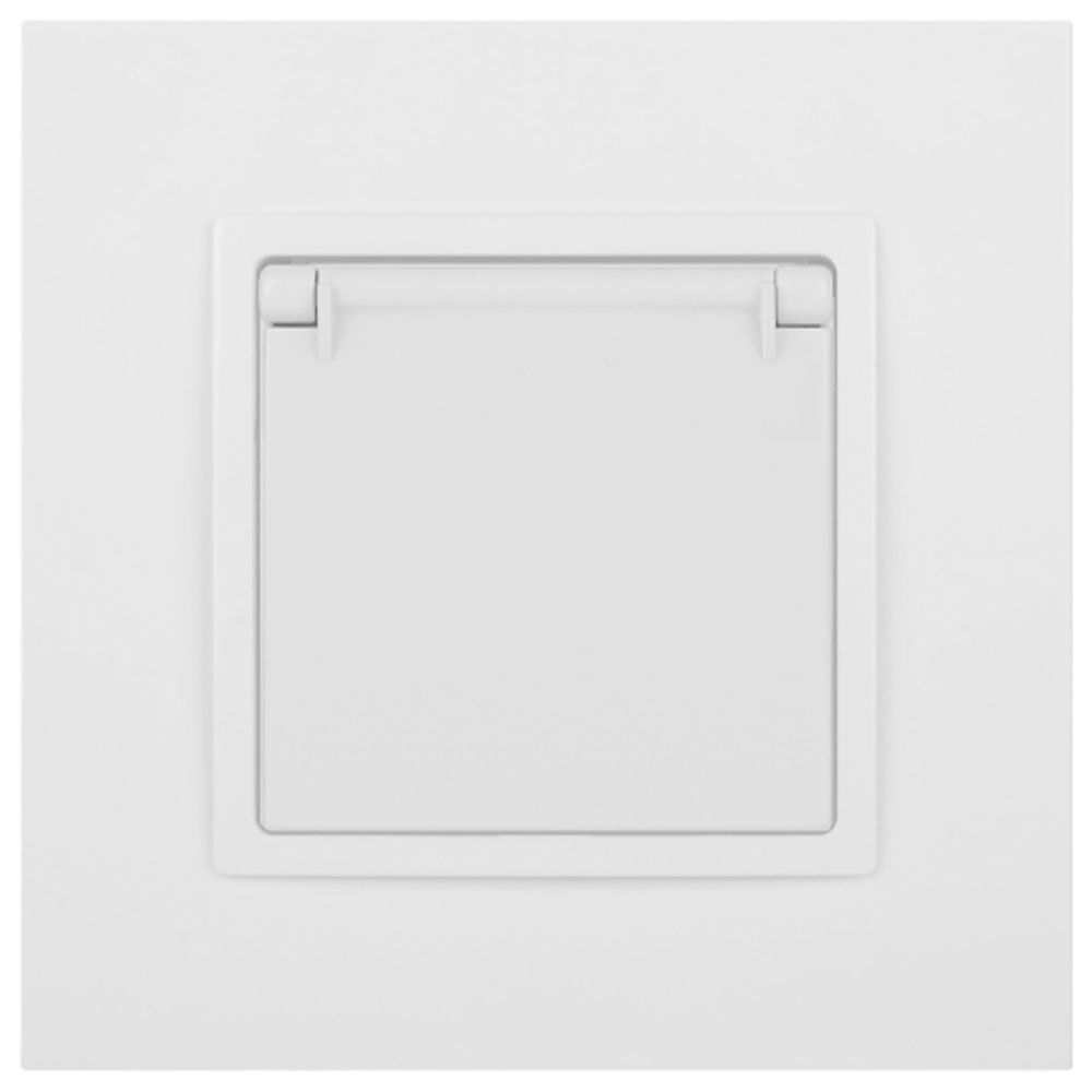 Розетка ЭРА Elegance 14-2103-01М с заземлением 2P+E Schuko со шторками с крышкой 16А-250В белый матовый