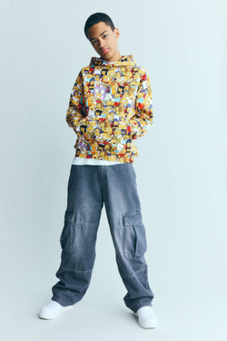 H&M Толстовка с капюшоном и принтом, желтый