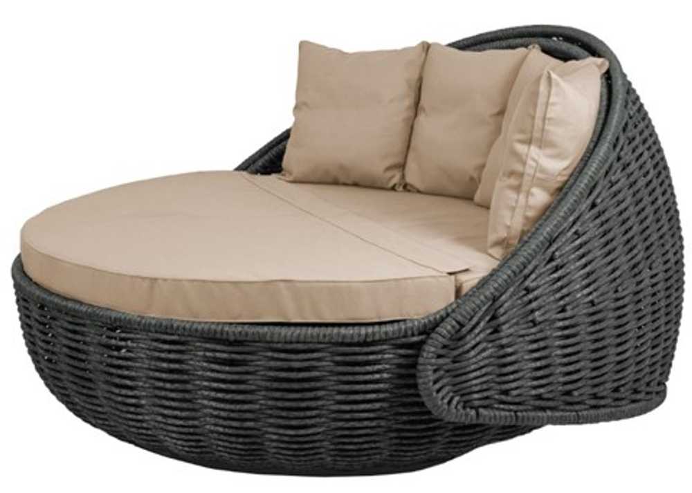 Круглый шезлонг Диван-кровать Nestbed (черный, подушка светло-серая)