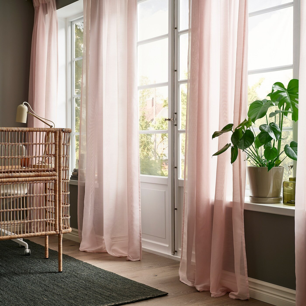 IKEA STENFRÖ  (ИКЕА СТЕНФРÖ)  -  Шторы, 2 шт, на ленте/розовые, 145x300 см