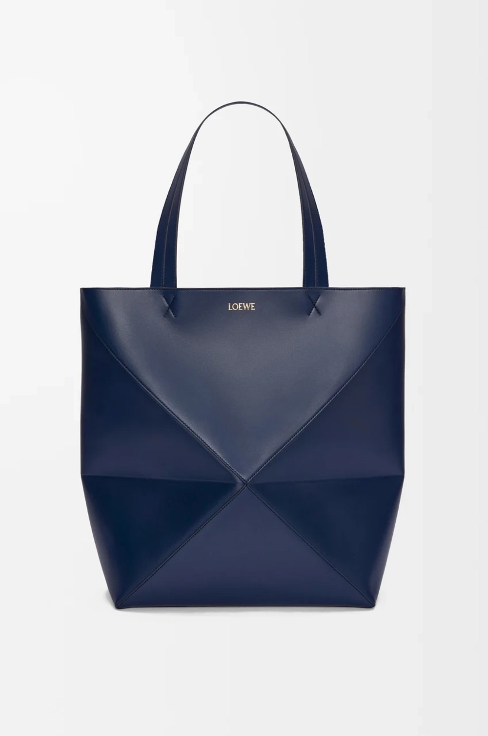 Loewe Сумка-тоут XL Puzzle Fold из блестящей телячьей кожи, темно-синий