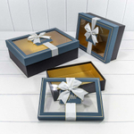 Коробка 33.5х25х11.5 см Набор 3 шт с окошком (Синий, Черный)