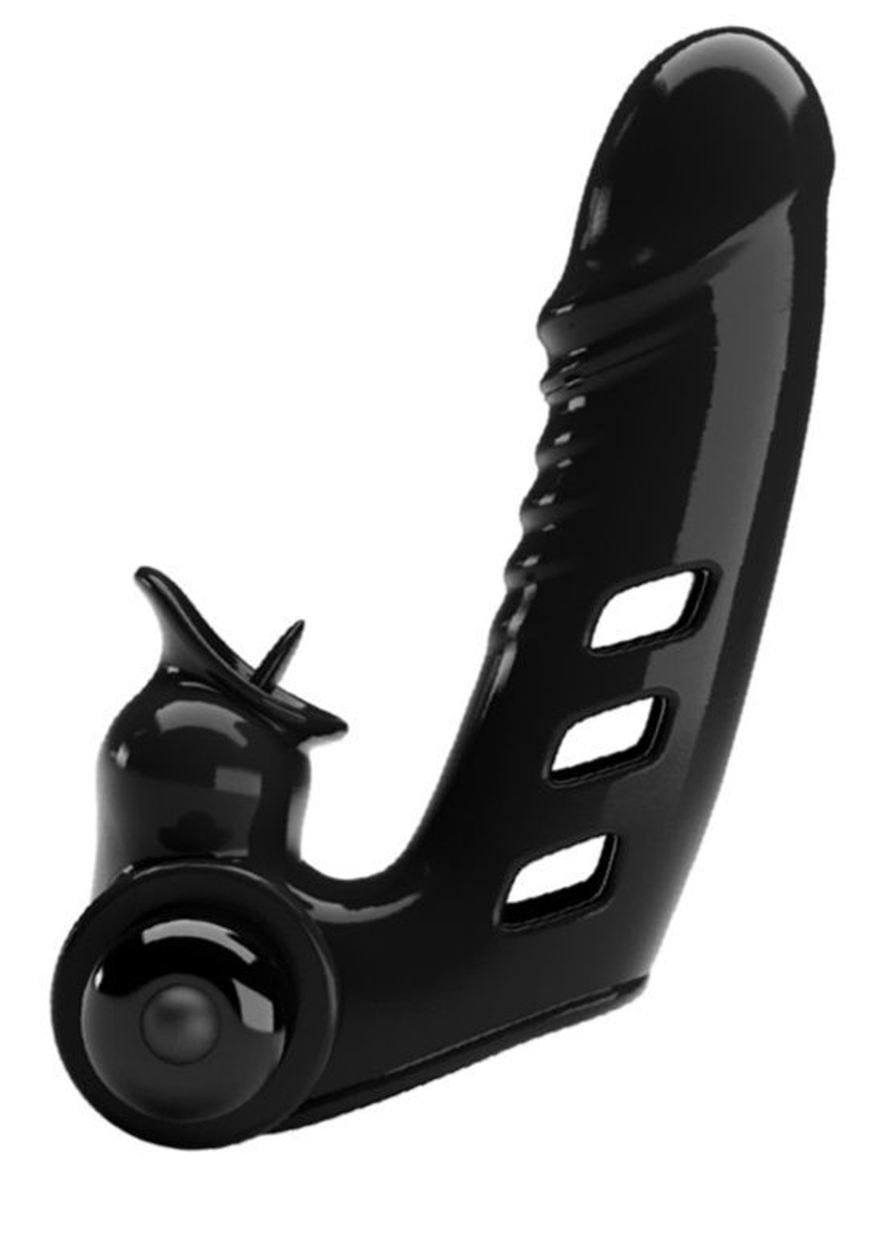 Черная вибронасадка на палец Corbin - 11 см. (Цвет: черный)