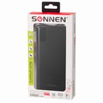 Аккумулятор внешний 20000 mAh SONNEN POWERBANK Q60P БЫСТРАЯ ЗАРЯДКА, 2USB, литий-полимерный, 263033