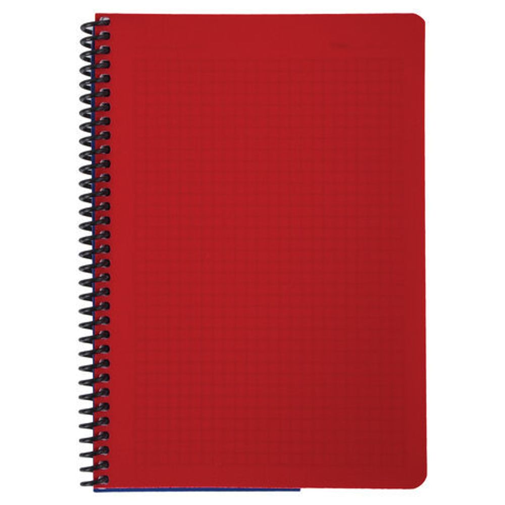 Тетрадь А5, 80 листов, BRAUBERG "Metropolis", спираль пластиковая, клетка, обложка пластик, КРАСНЫЙ, 403396