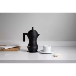 Alessi - Алюминиевая Турка кофеварка  Pulcina на 6 чашек. черный / артикул   MDL02/6 BB  / GTIN 8003299451388