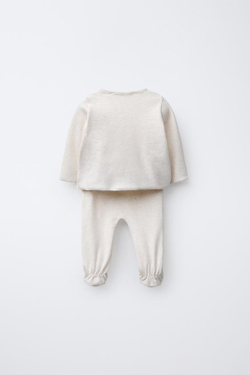 ZARA КОМПЛЕКТ ДЛЯ НОВОРОЖДЕННОГО И СУМОЧКА, БЕЖЕВЫЙ МЕЛАНЖ