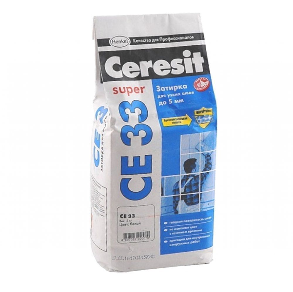 Затирка для швов Ceresit CE 33 2кг белая 01