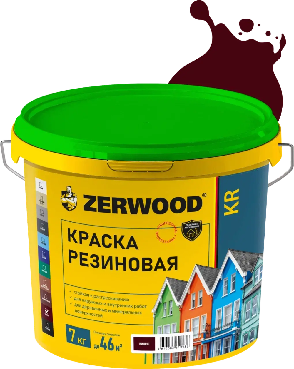 ZERWOOD KR Краска резиновая Вишня (RAL 3005) 7кг (ИжСинтез)