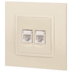 Розетка ЭРА Elegance 14-3108-02 информационная двойная 2хRJ45 IP20 слоновая кость