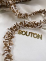 Тесьма твидовая бело-коричневая с золотой нитью люрекс